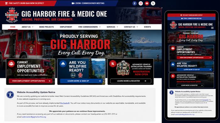 Gig Harbor Fire & Medic One website screenshot